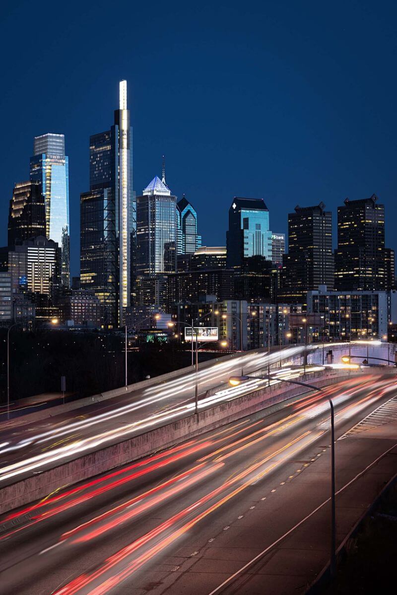 philadelphia lights at night