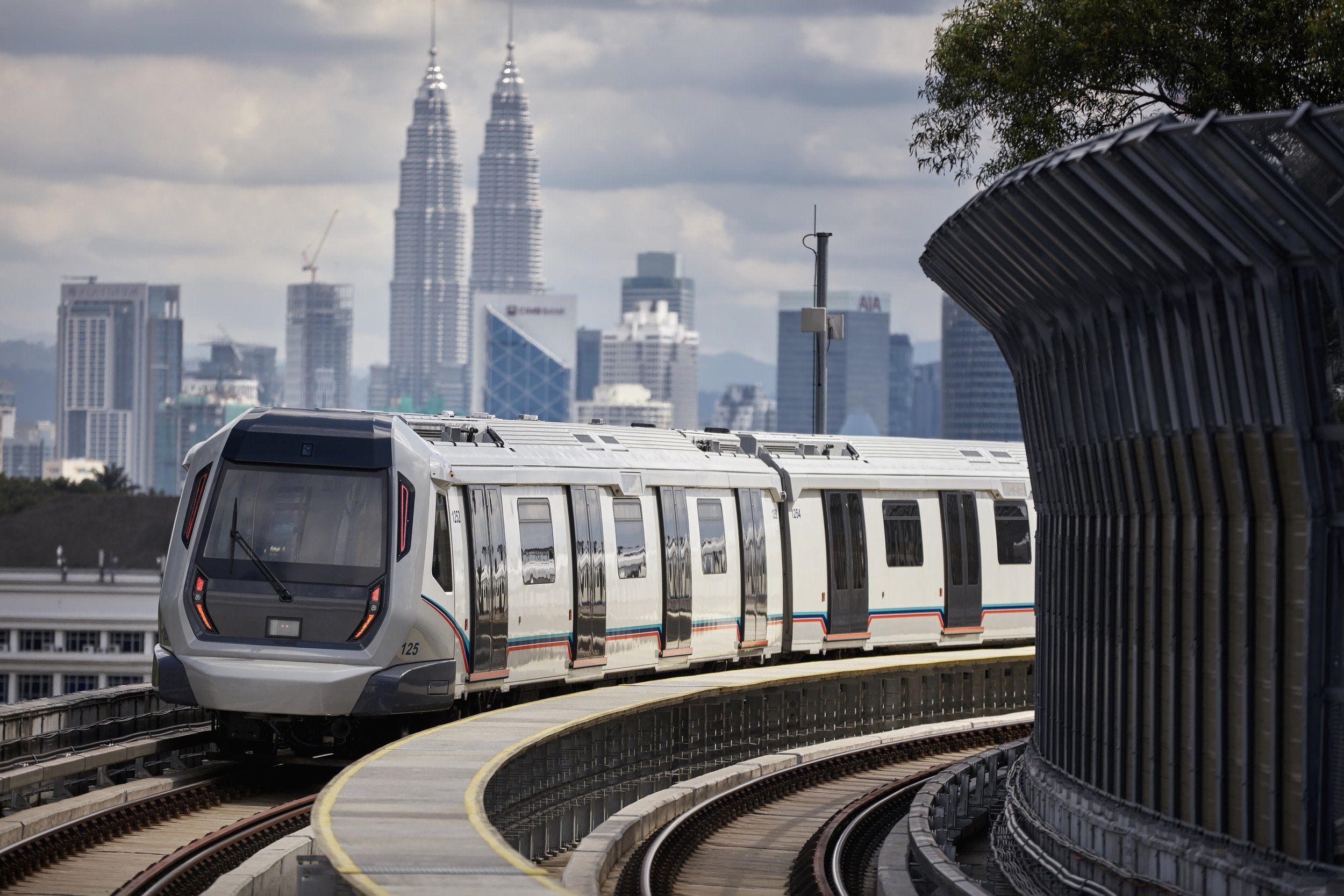 Sleek train in Kuala Lumpur showing off Malaysia's strong economic prosperity