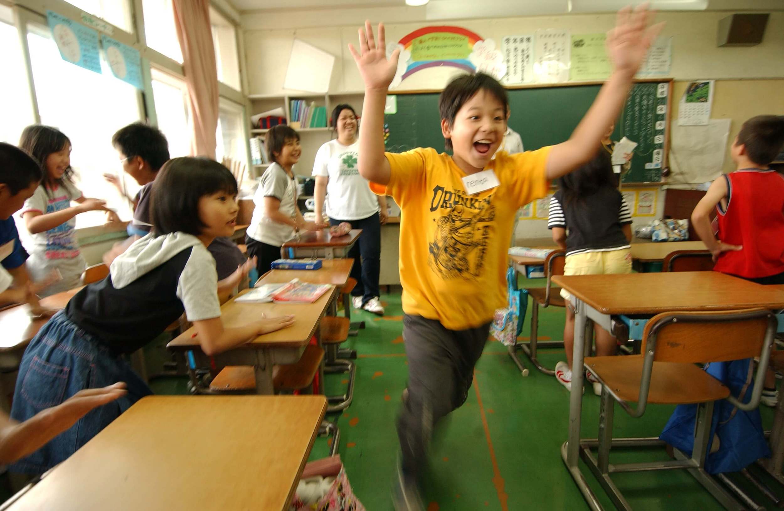 happy kids in classroom