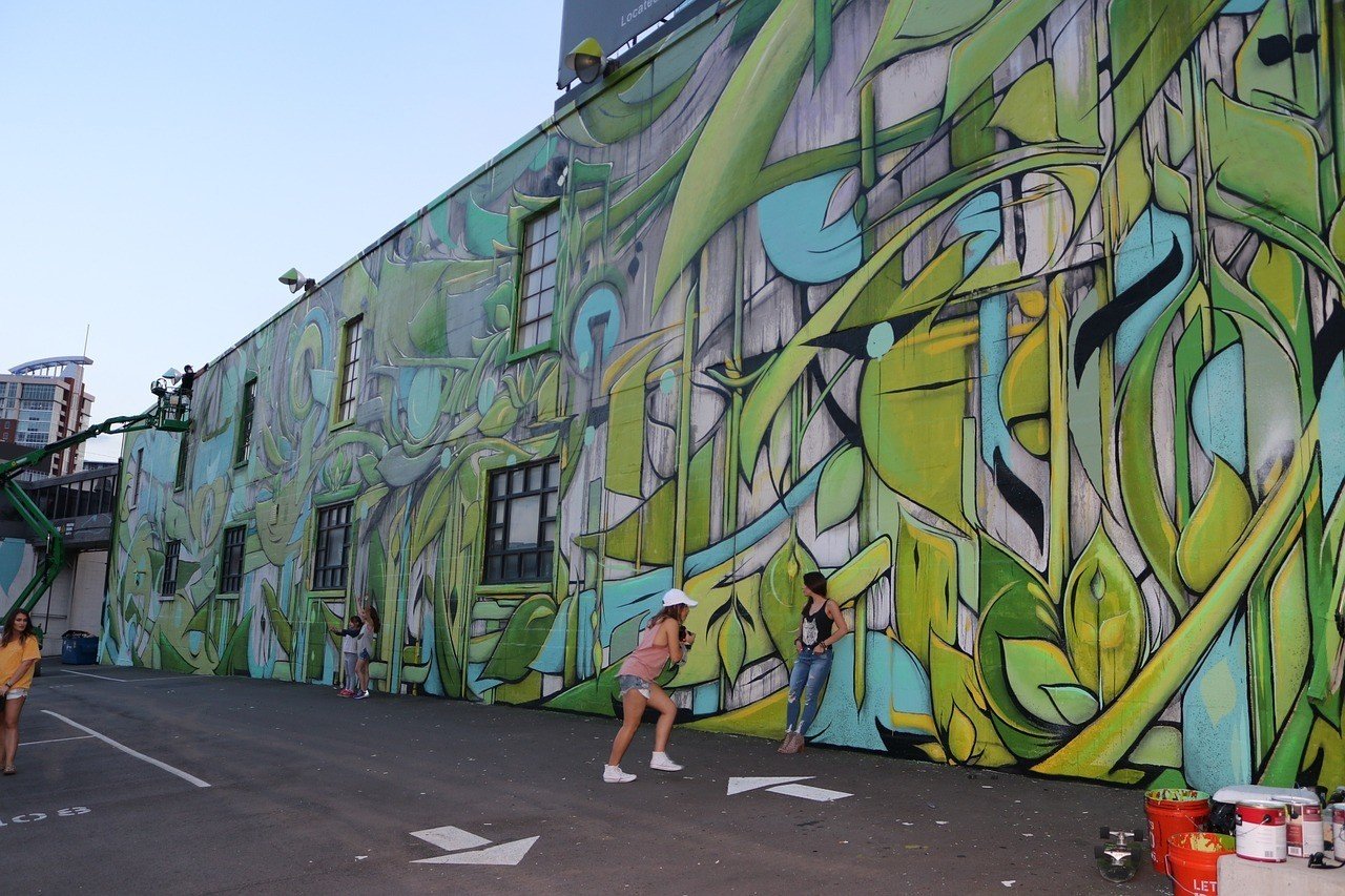 Large mural on a wall near The Gulch, Nashville