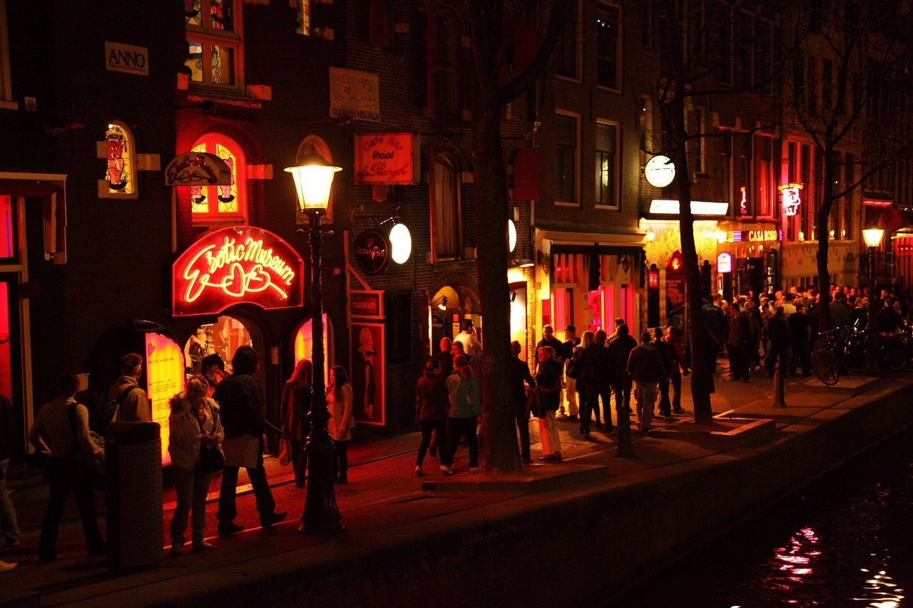 Red Light District in Amsterdam at night