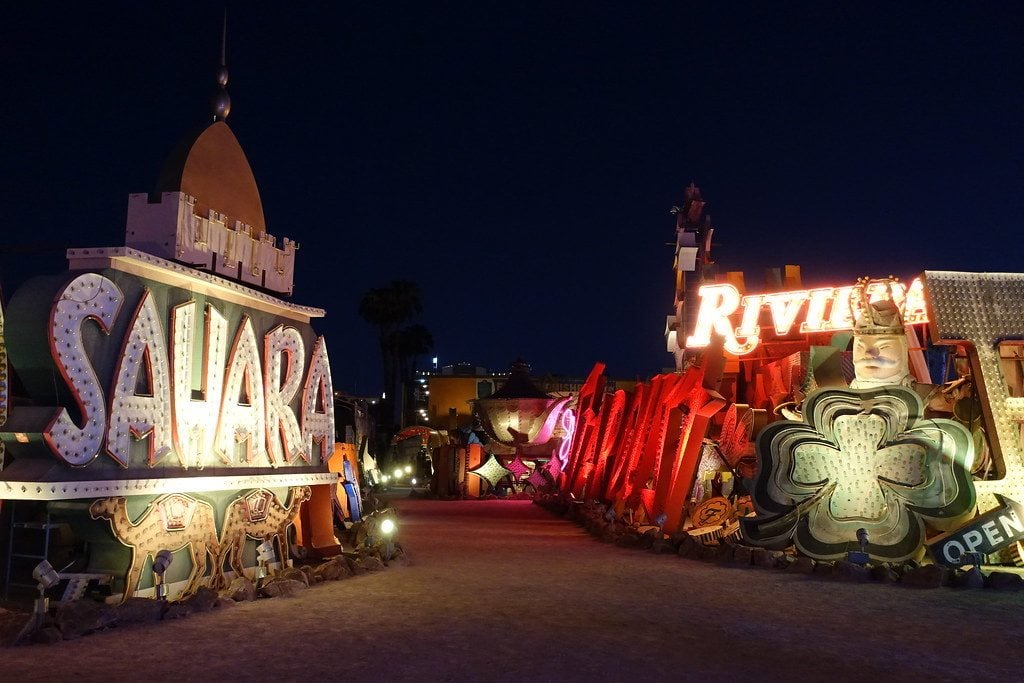 the Neon Boneyard during the night