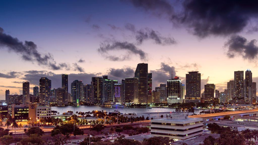 downtown Miami Night skyline
