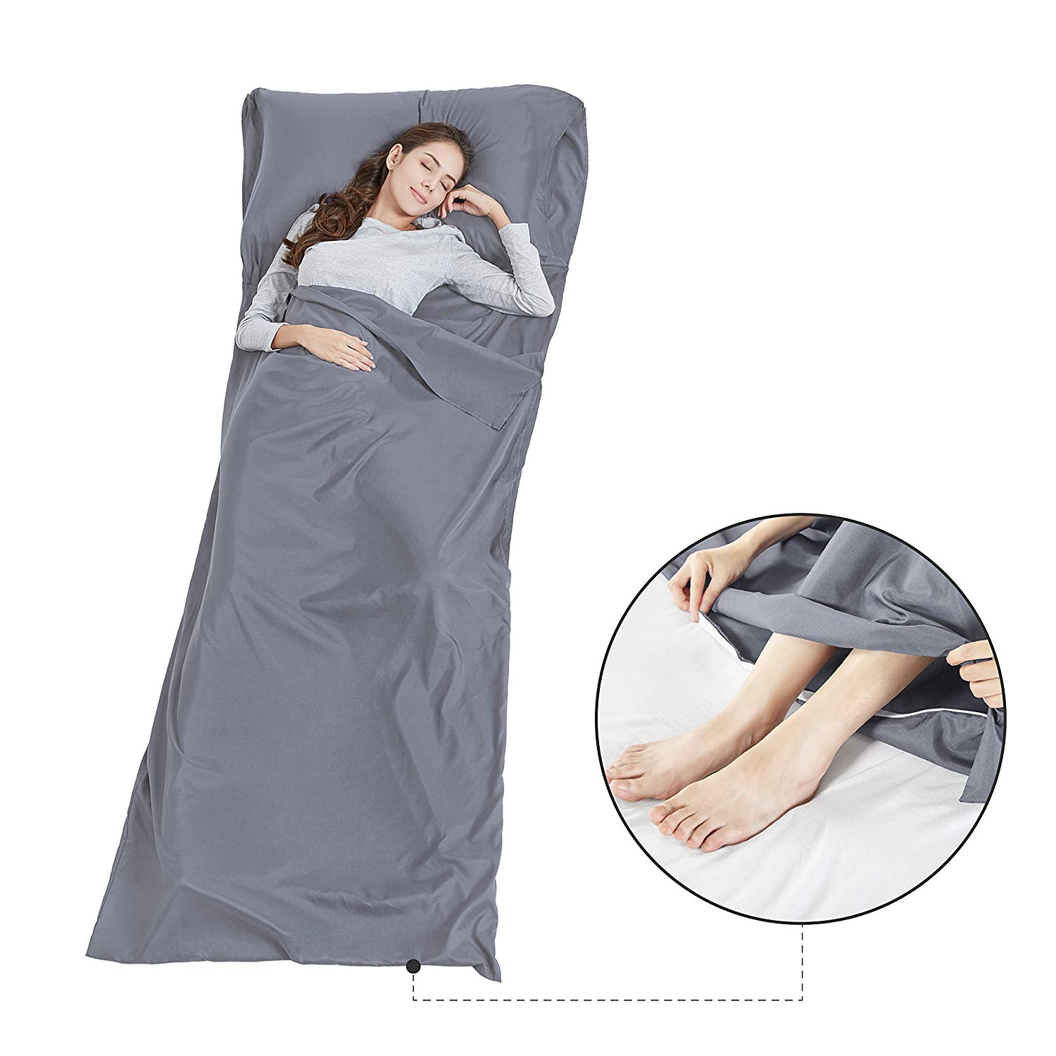 SCM Silk Soft Sleeping Bag Liner with Zip