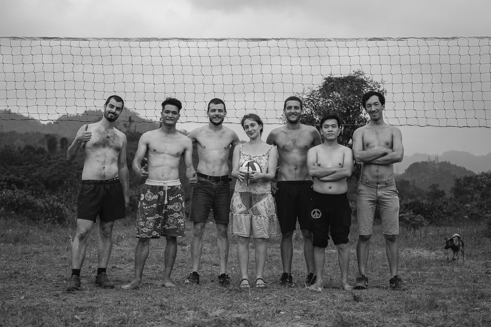 Volunteers in Laos after a volleyball game