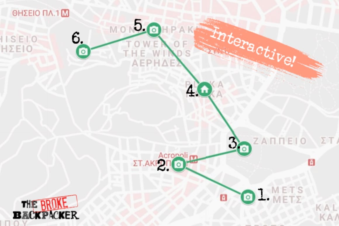 Day 1 Athens Itinerary Map