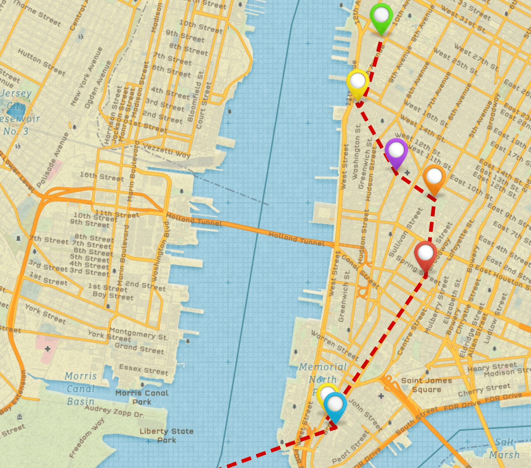 Four Days in New York: Day 1 Route