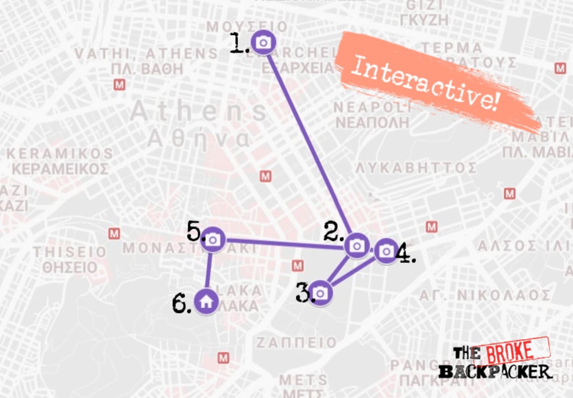 Day 2 Athens Itinerary Map