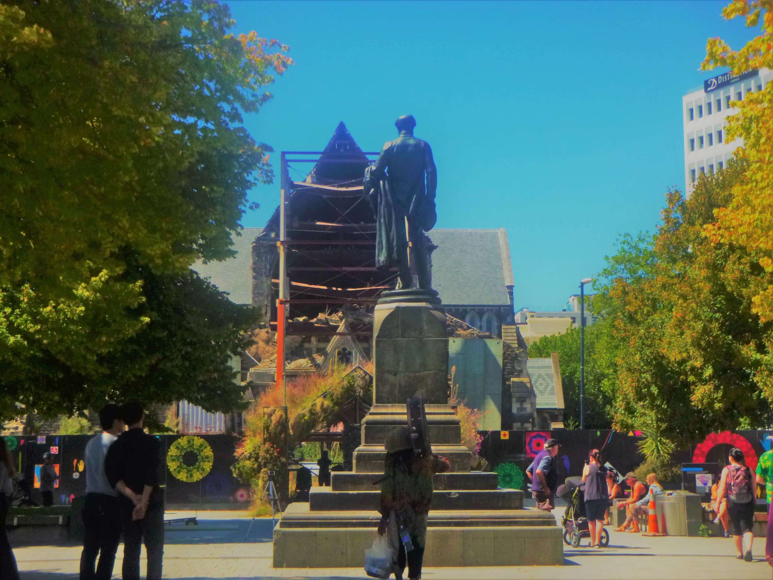 Approaching the best place to busk in Christchurch, New Zealand