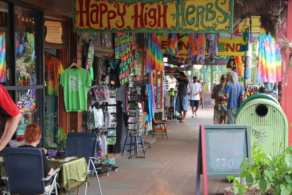 Shopping in Nimbin is a colourful experience.