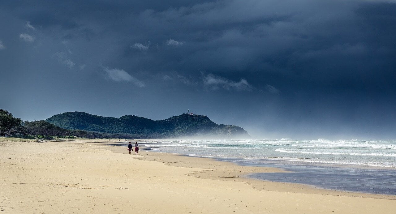 The Cape Byron Lighthouse in a storm