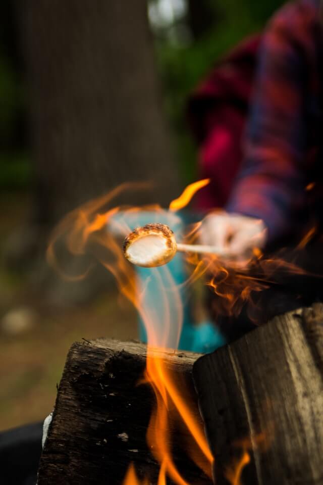 Marshmallows roasting on the fire for the ultimate campfire recipe idea