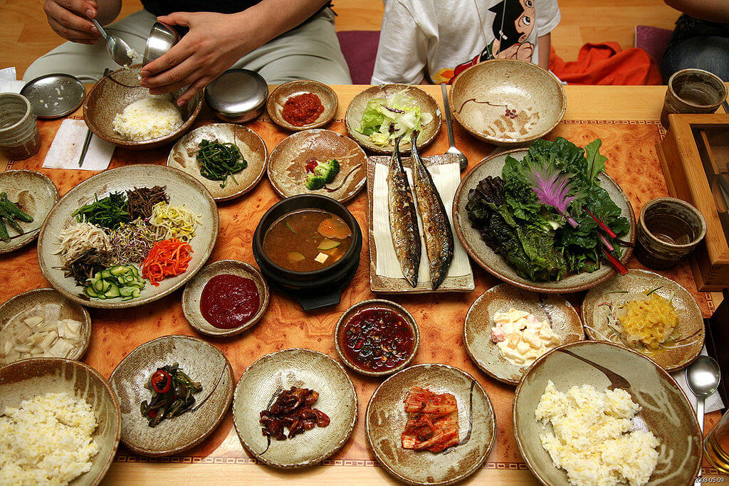 Korean cuisine at a restaurant in Seoul.