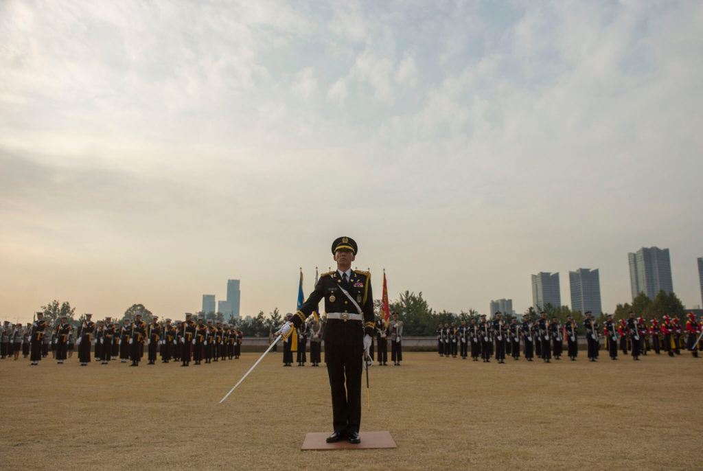 A military demonstration for tourists in South Korea