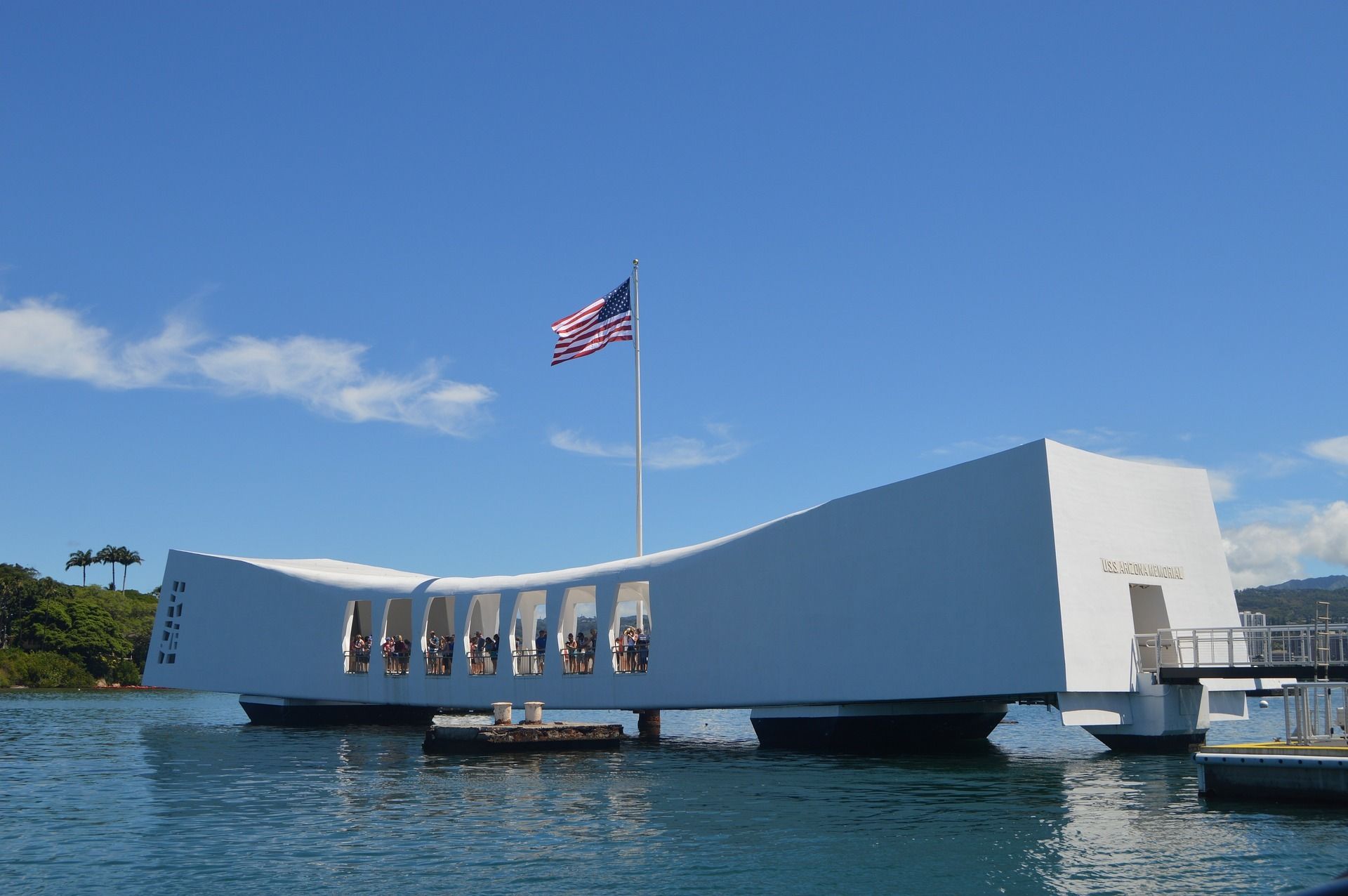 The USS Arizona Memorial at Pearl Harbor, Hawaii