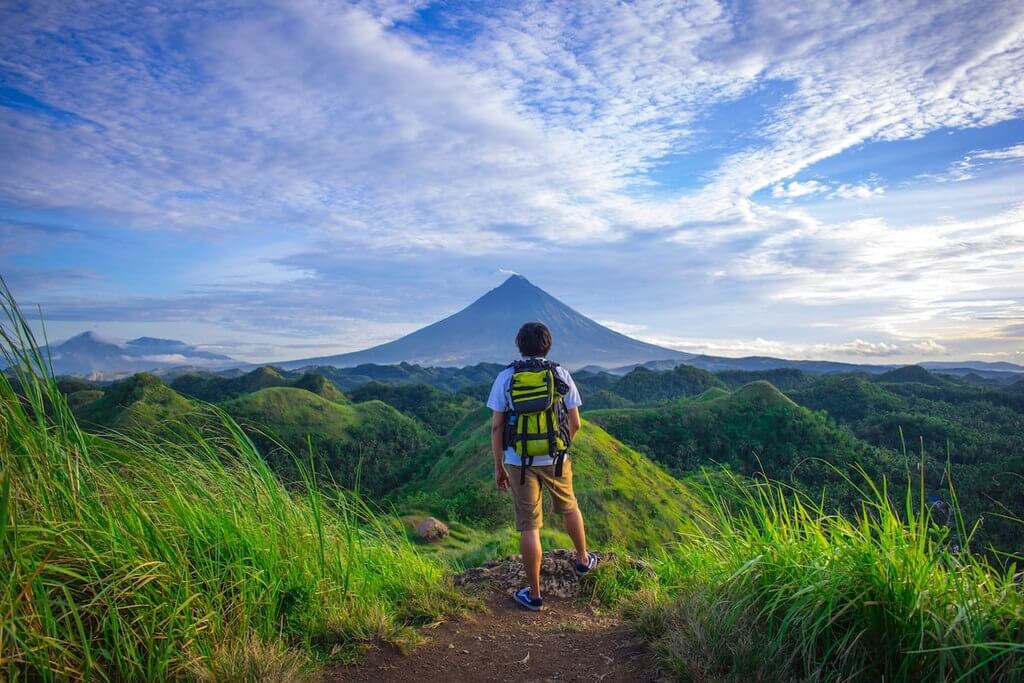 A man on an adventure travel holiday in Asia