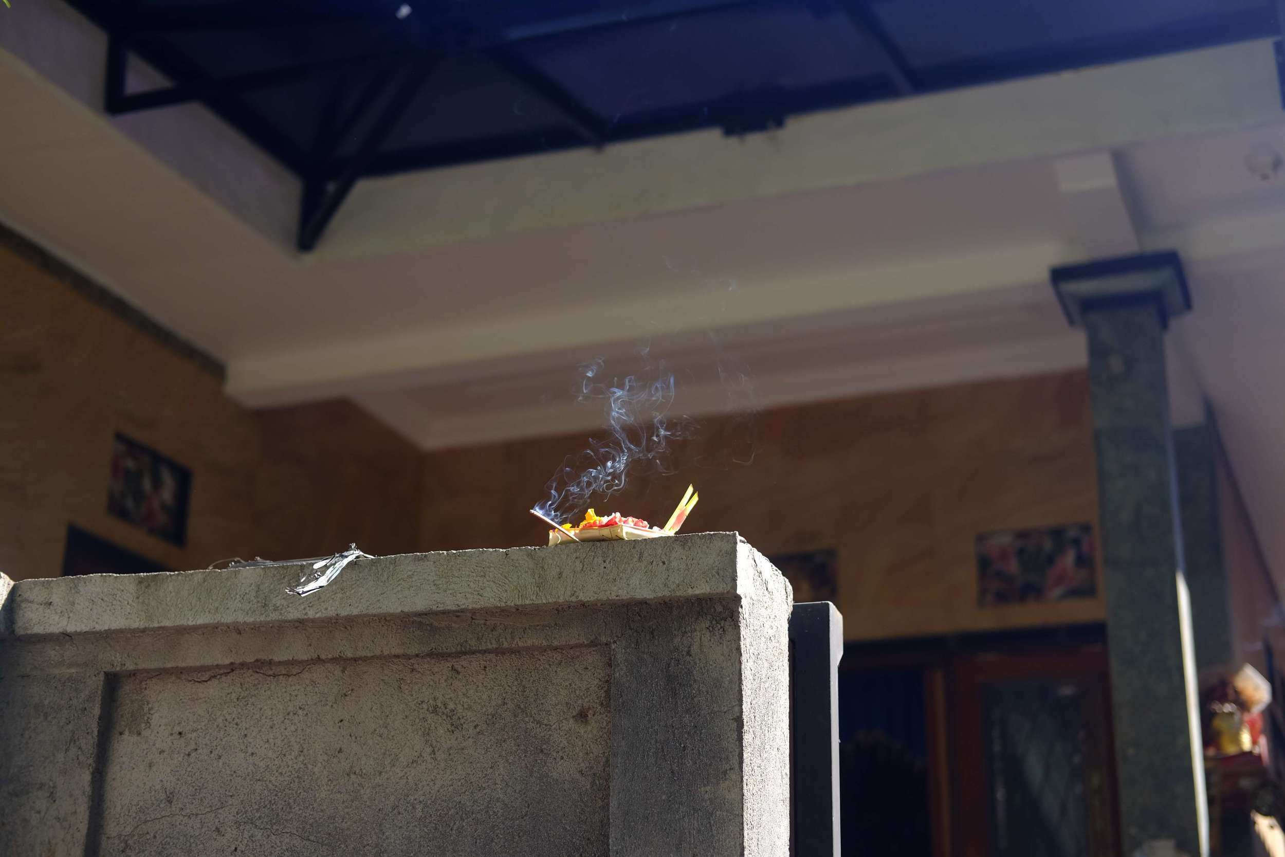 incense burning at bali yoga studio 