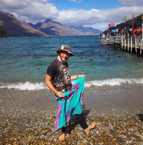 Some dumb hippy dude posing at the Queenstown waterfront