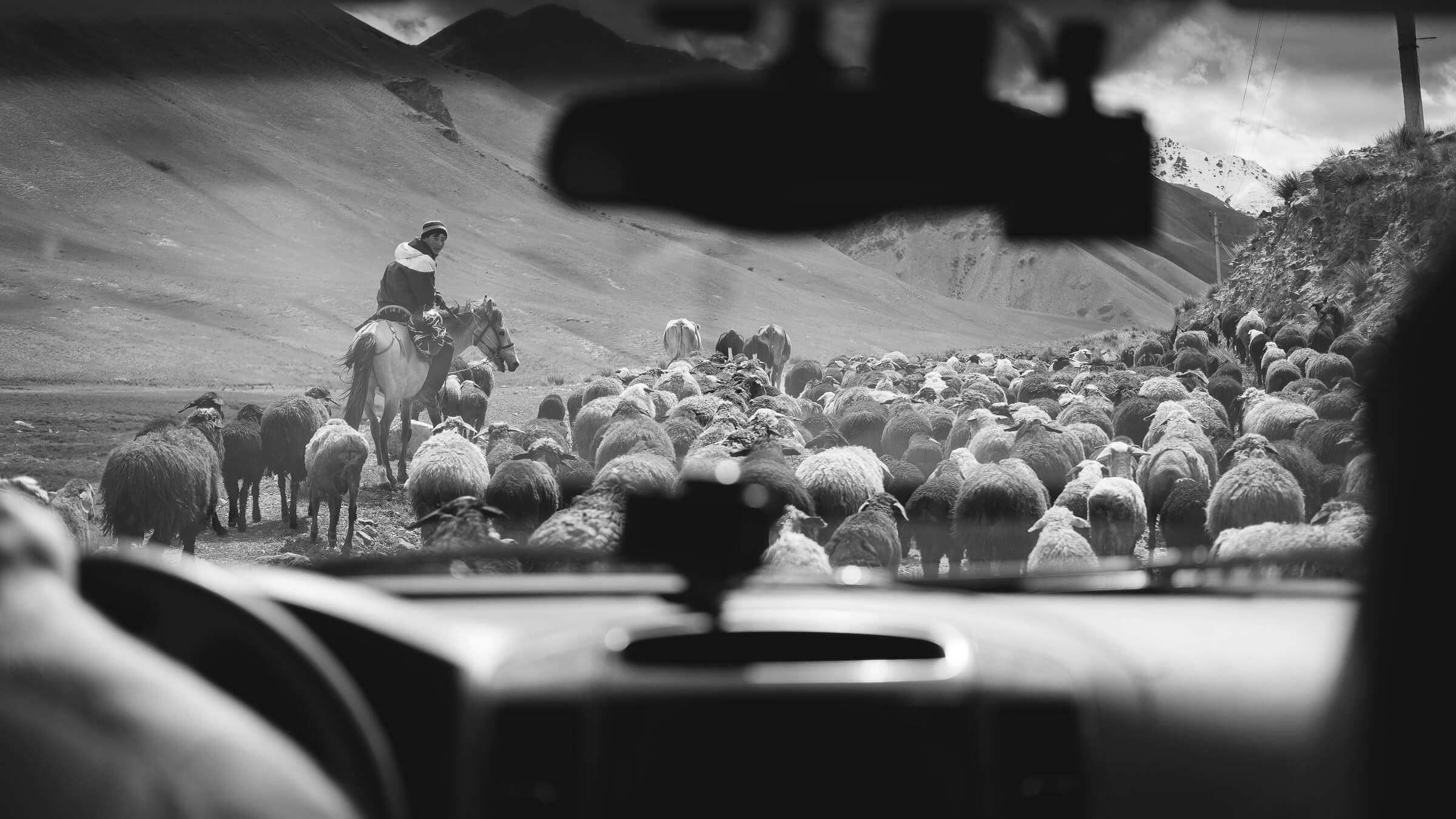 driving in kyrgyzstan with nomads