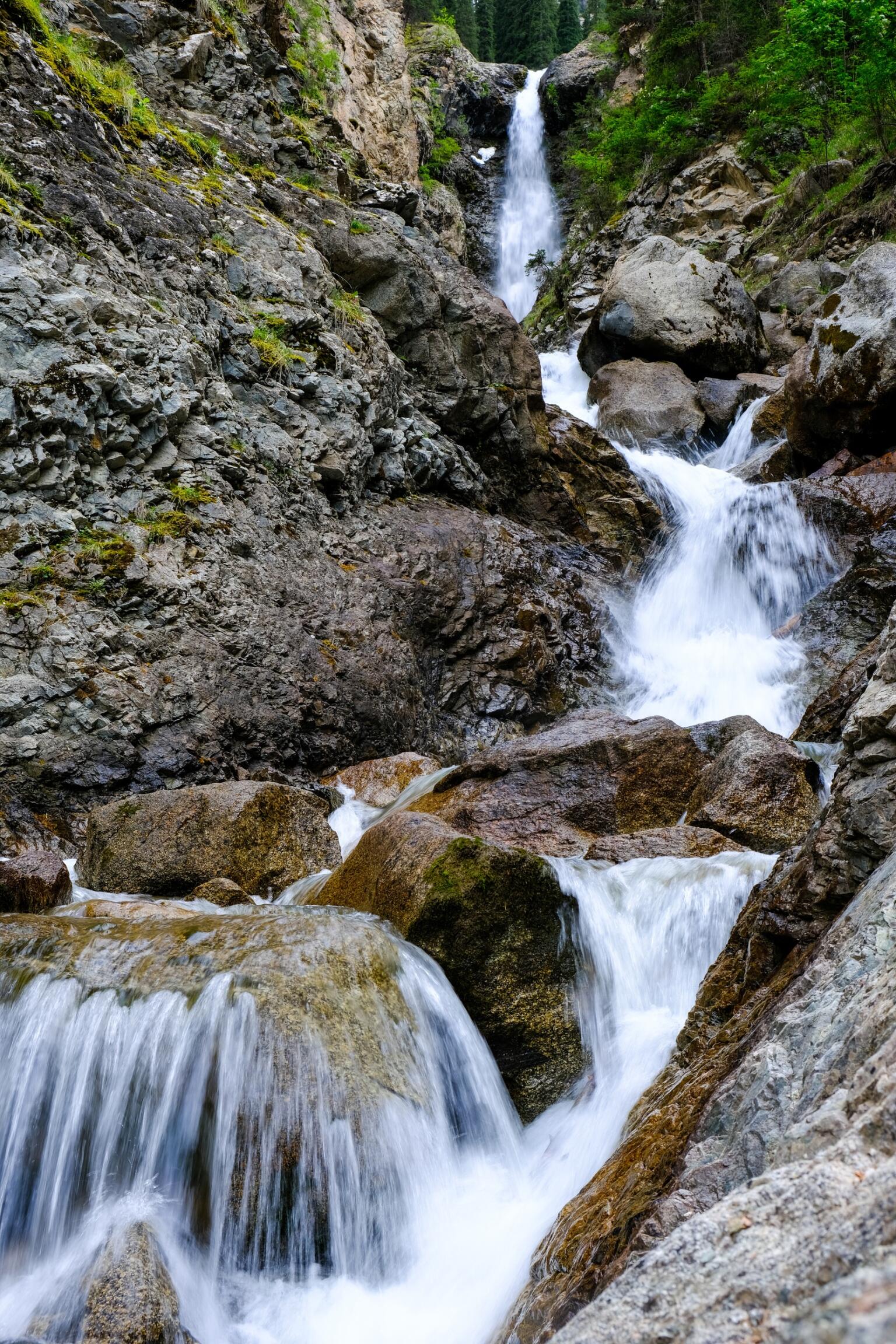 barskoon gorge waterfall in kyrgyzstan