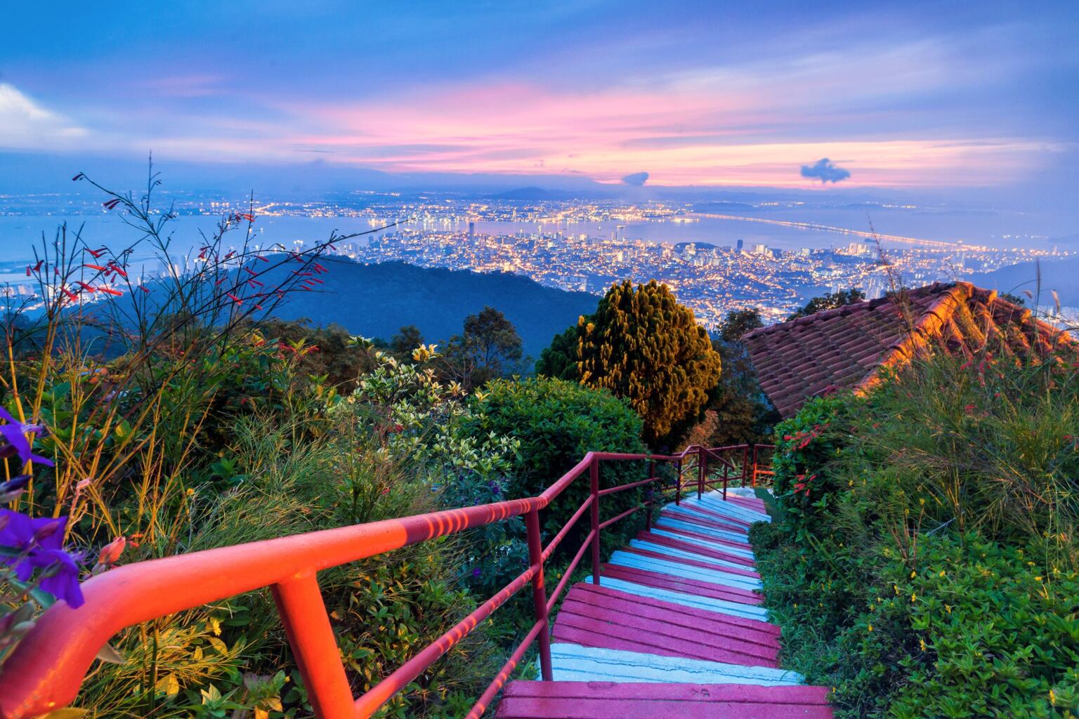 Early dawn sky from a beautiful viewpoint in Penang