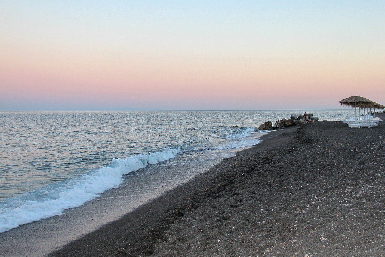 Santorini Perissa Black Sand Beach