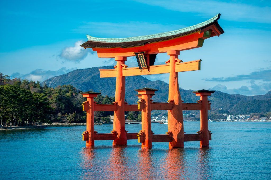 Itsukushima's Torii gate in Hatsukaichi, Hiroshima 