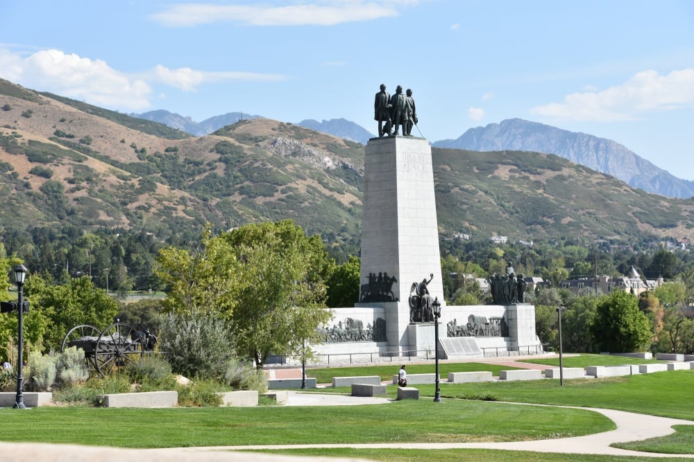 Visit the This is the Place Monument in Salt Lake City.