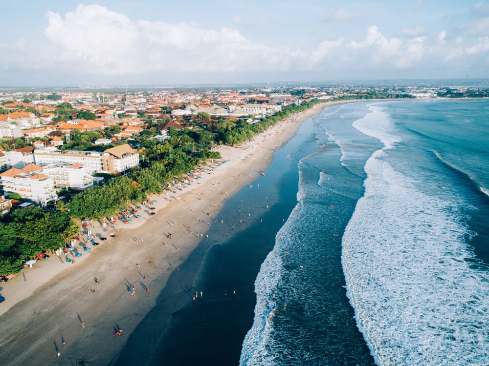 kuta beach drone bali