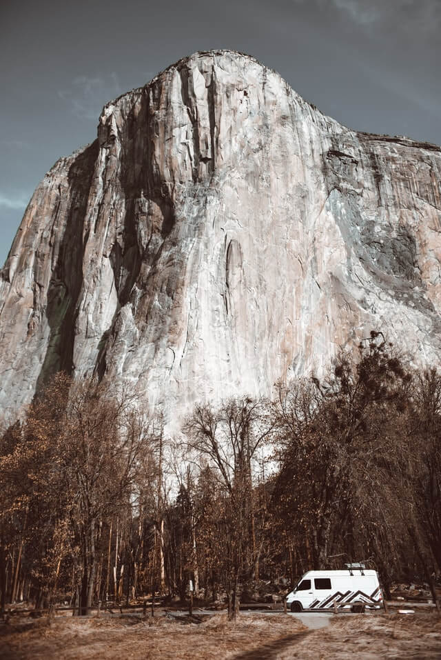 A van freedom camping in Yosemite, USA