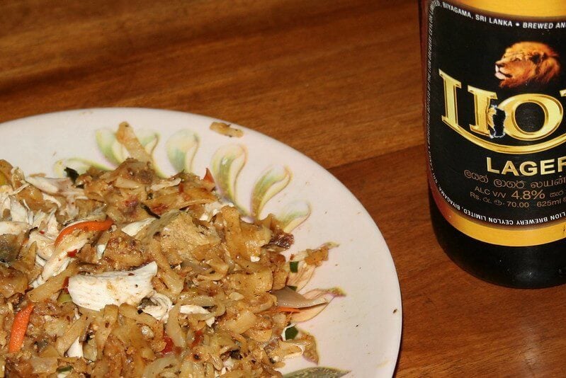 The best food in Sri Lanka - kottu and a Lion beer