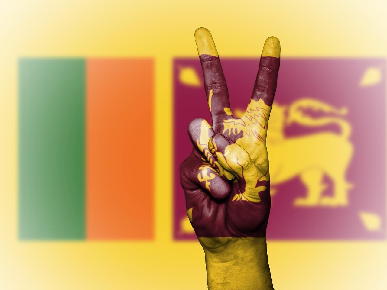 Peace sign over Sri Lanka's flag