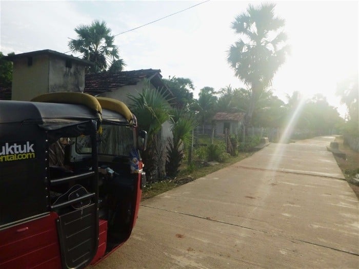 Tuk-tuk taxi in Sri Lanka safely parked in a village