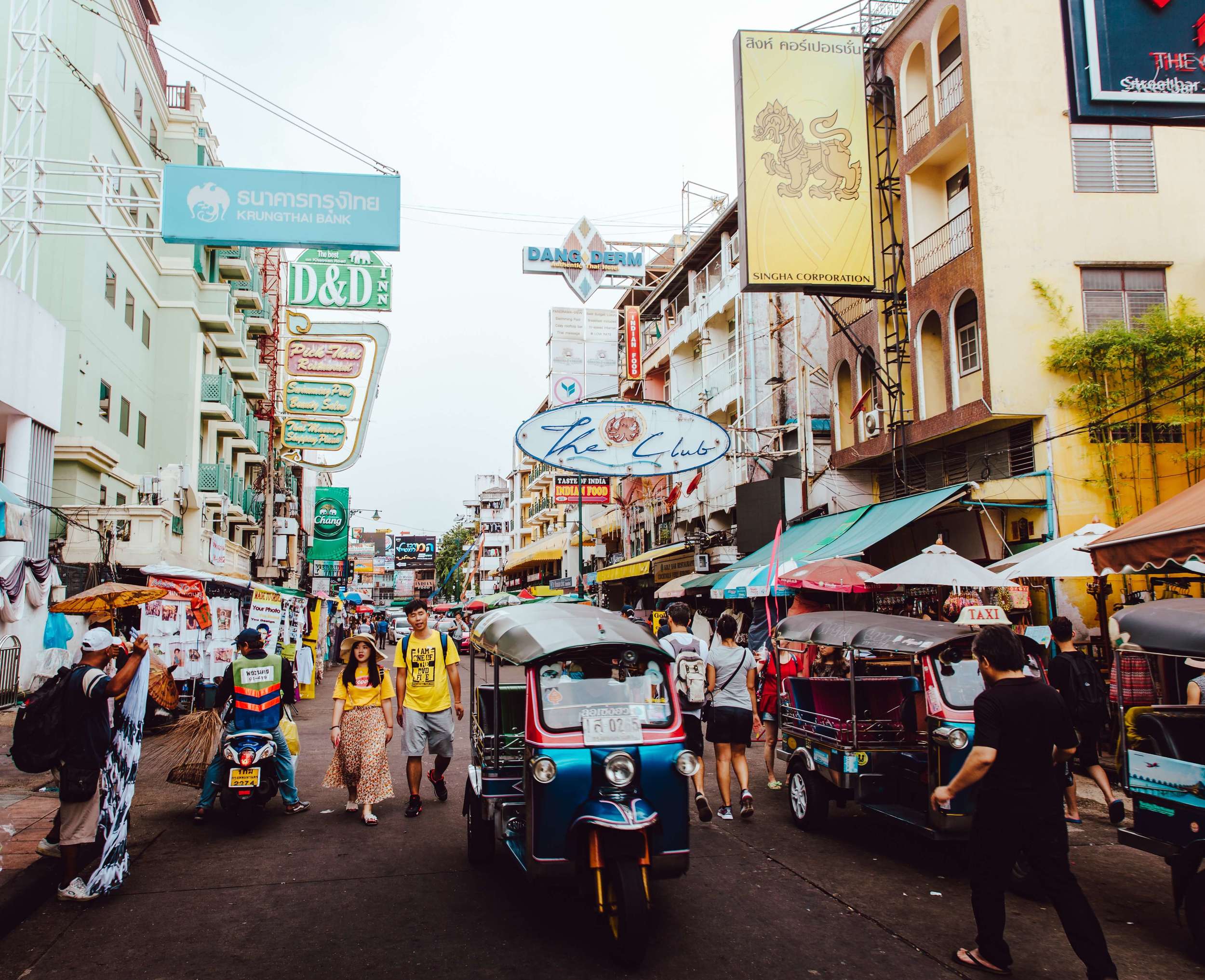 Busy Khaosan Road in Bangkok