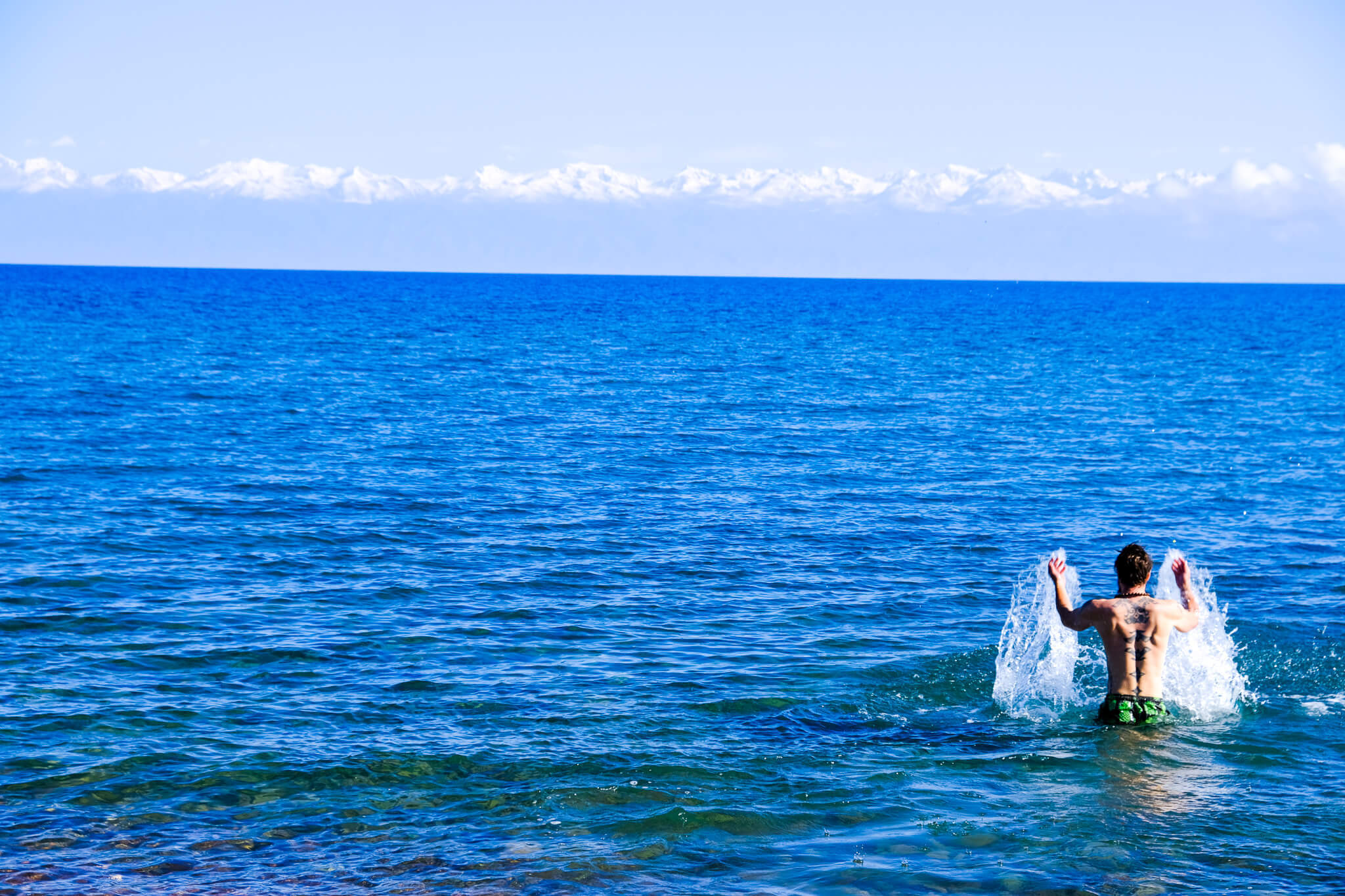 issyk kul swimming in kyrgyzstan