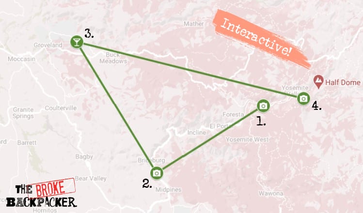 Day 3 Map Yosemite