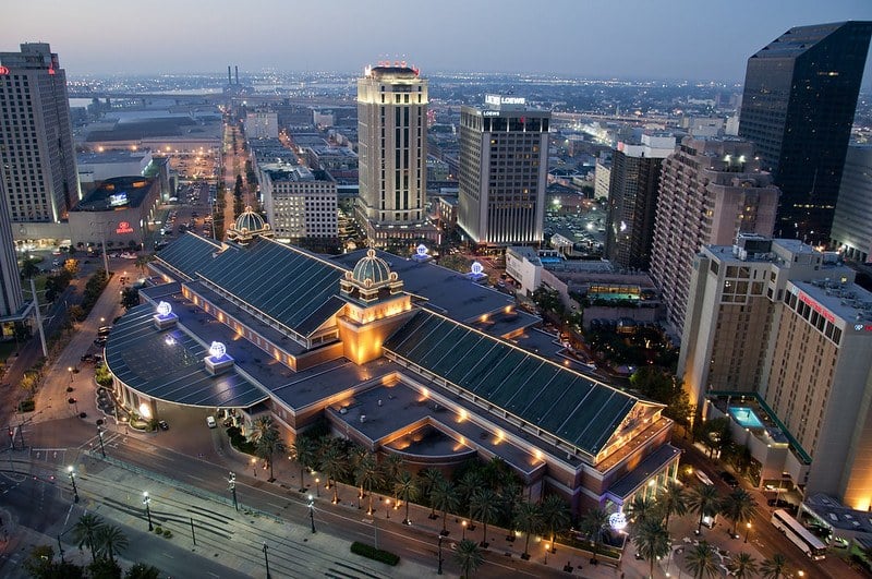Aerial view of Harrah's Casino in New Orleans.