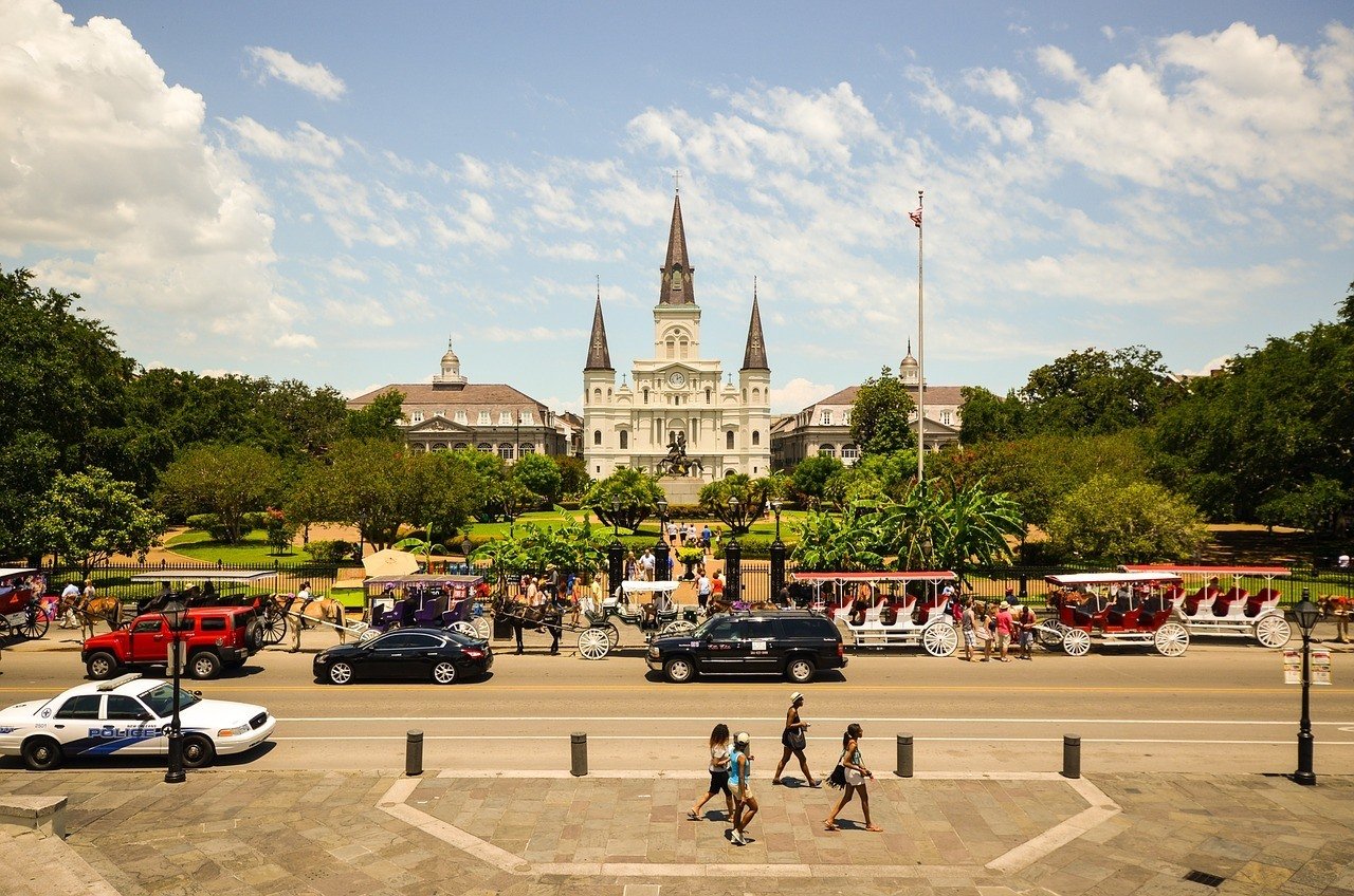 Stroll around Jackson Square in New Orleans.