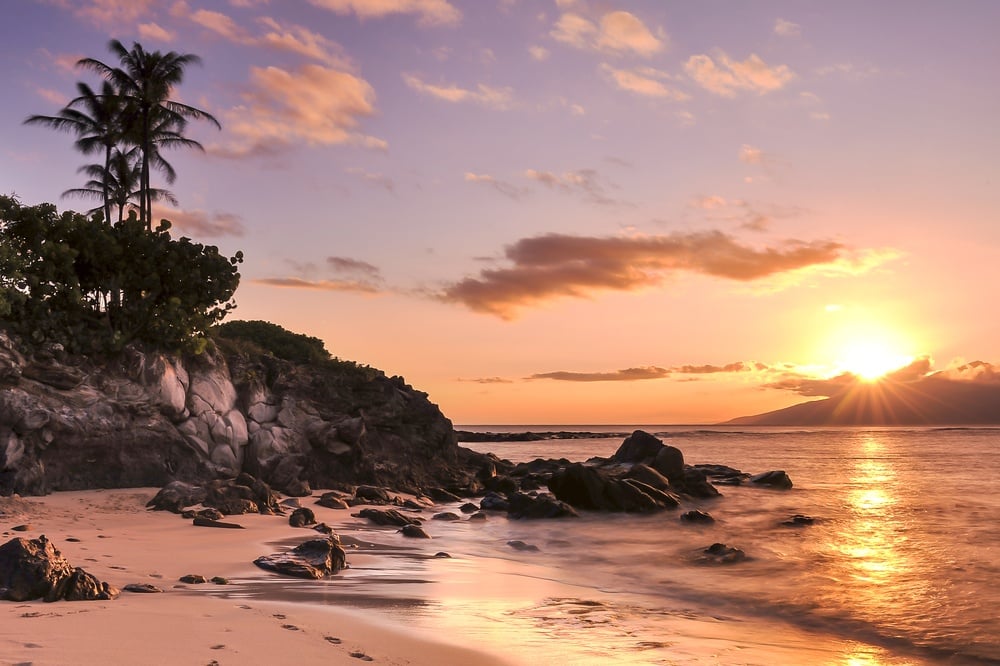 Kapalua Beach at sunset