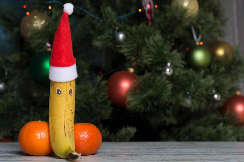 A christmas banana sex decoration in a hostel