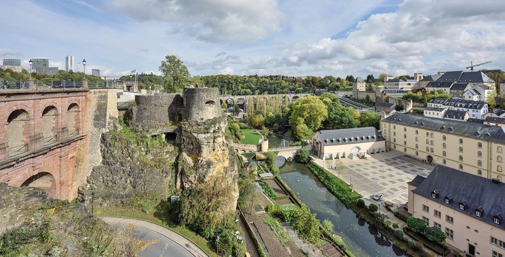 Areal view of Fortified Corniche in Luxembourg