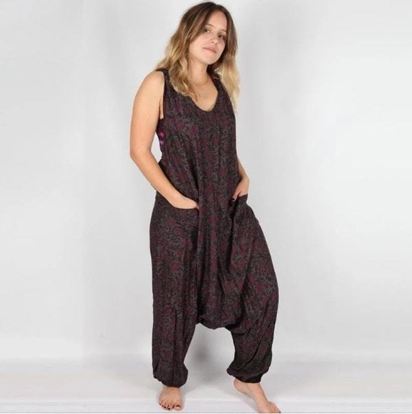 Hippy Clothing Co Low Crotch Harem Jumpsuit