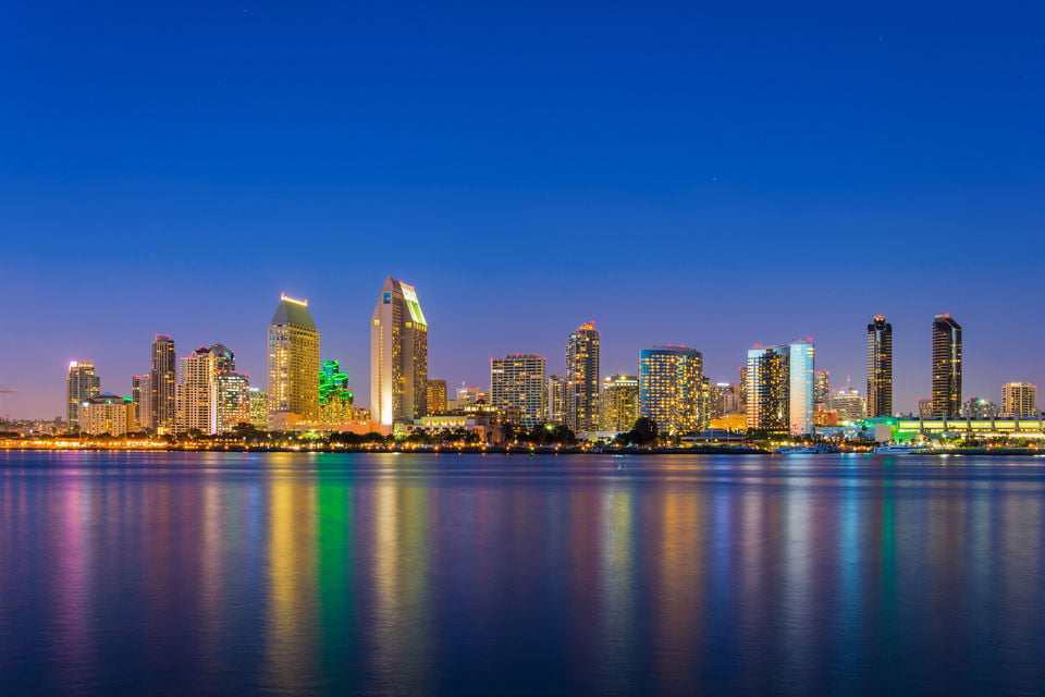 San Diego city lights at night.