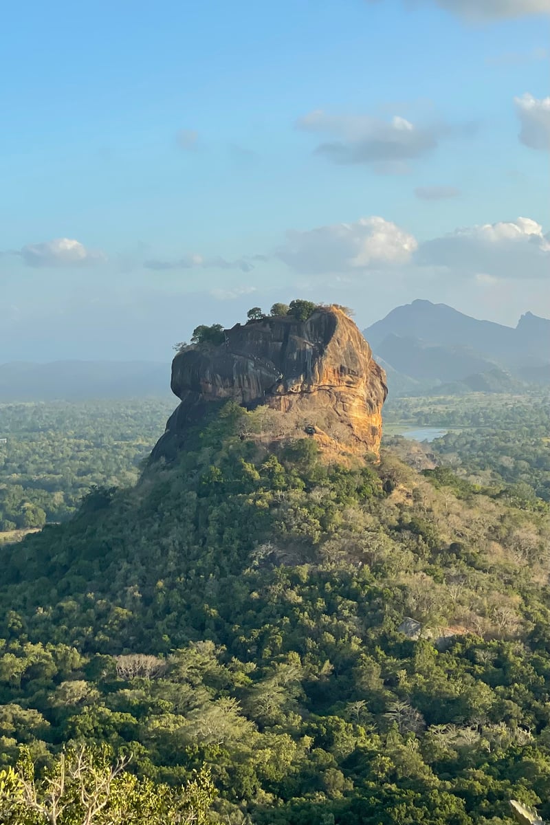 view of lion rock from pidurangala rock, sri lanka