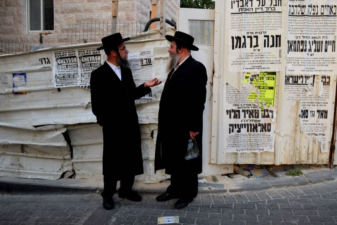 Two ultra-Orthodox Jews seen on a tour in Jerusalem