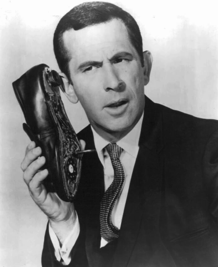 Maxwell Smart calls Agent 99 with a roaming SIM card installed in his shoe