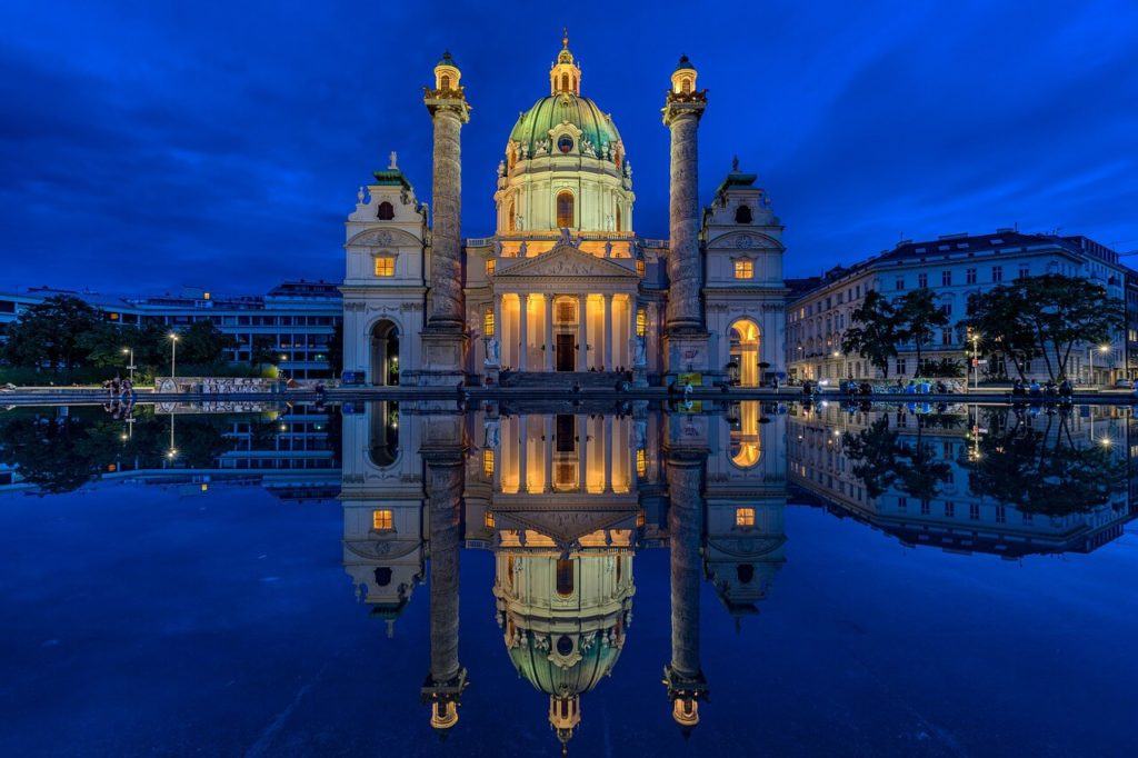 Karlskirche cat night vienna