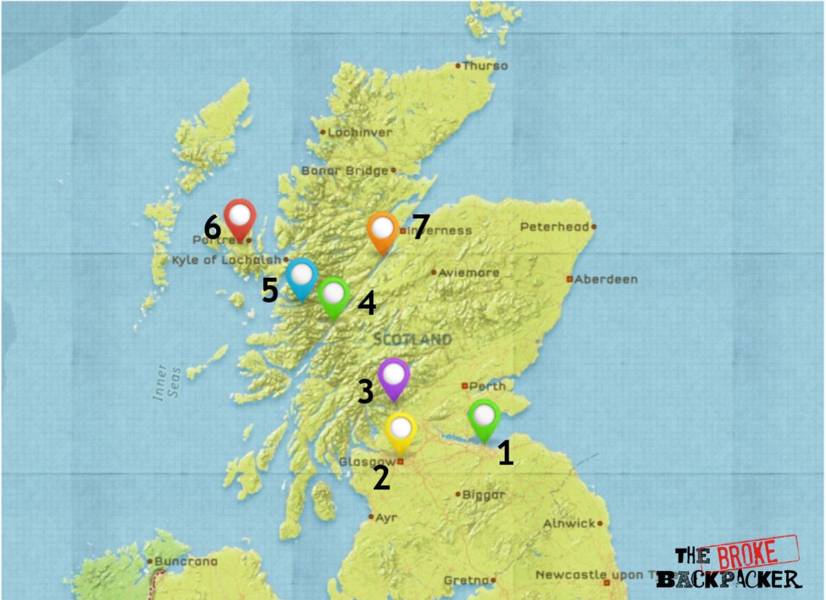 Map of Where to Stay in Scotland