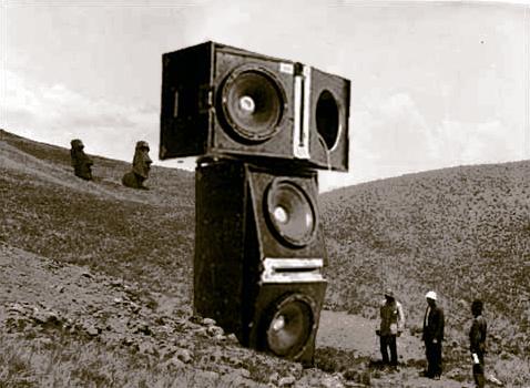 Fake image of speakers on Easter ISland