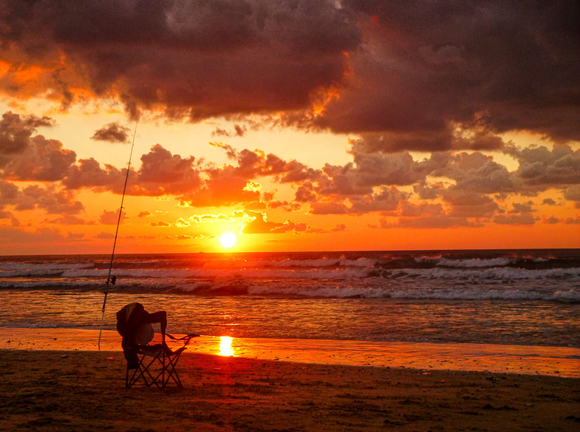 Sunset fishing at one of Israel's beautiful beach places
